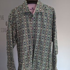 Bertigo Men’s Geometric Colorful Men's XL Button-Down shirt Pink/Green/Pastel